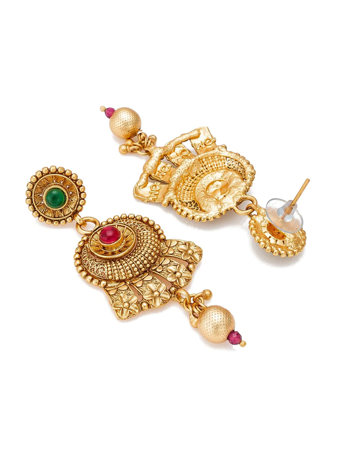 Aadita Gold-Plated & Red e Studded Jewellery Set