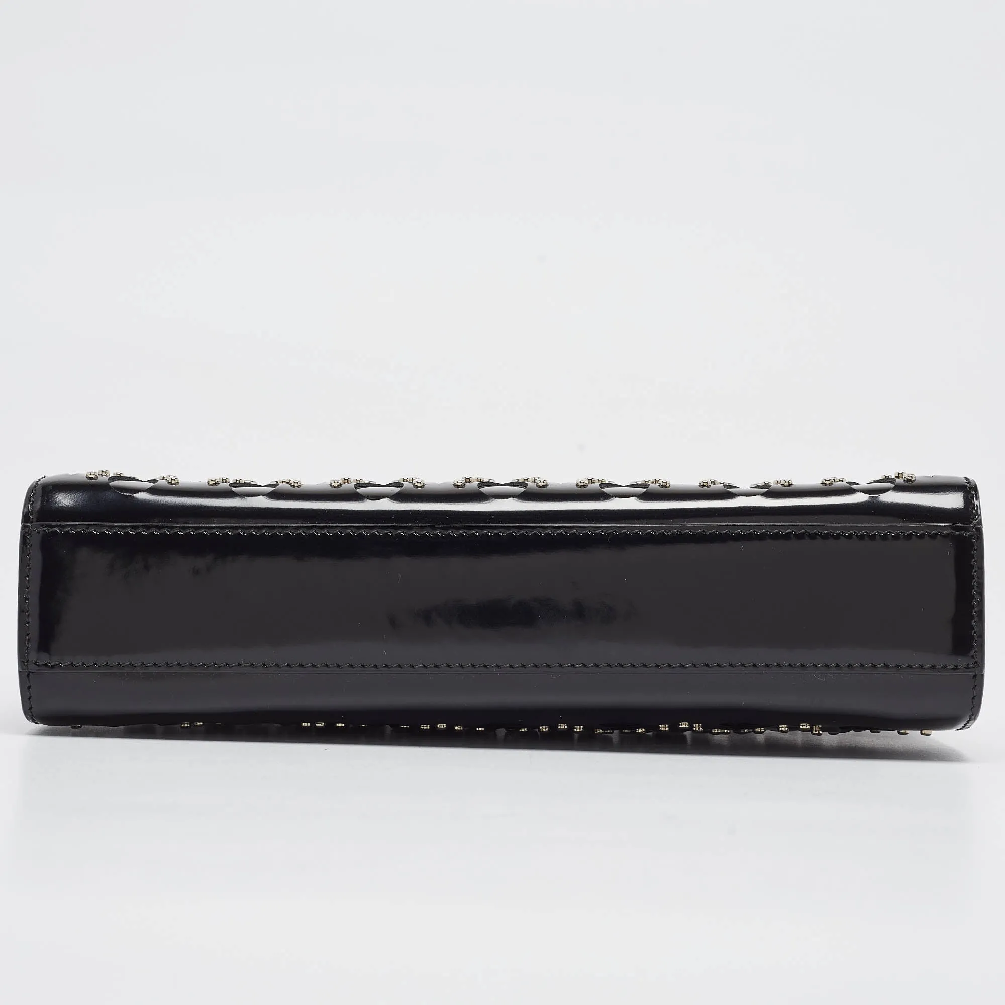 ALAIA Black Patent Leather Studded Flap Clutch