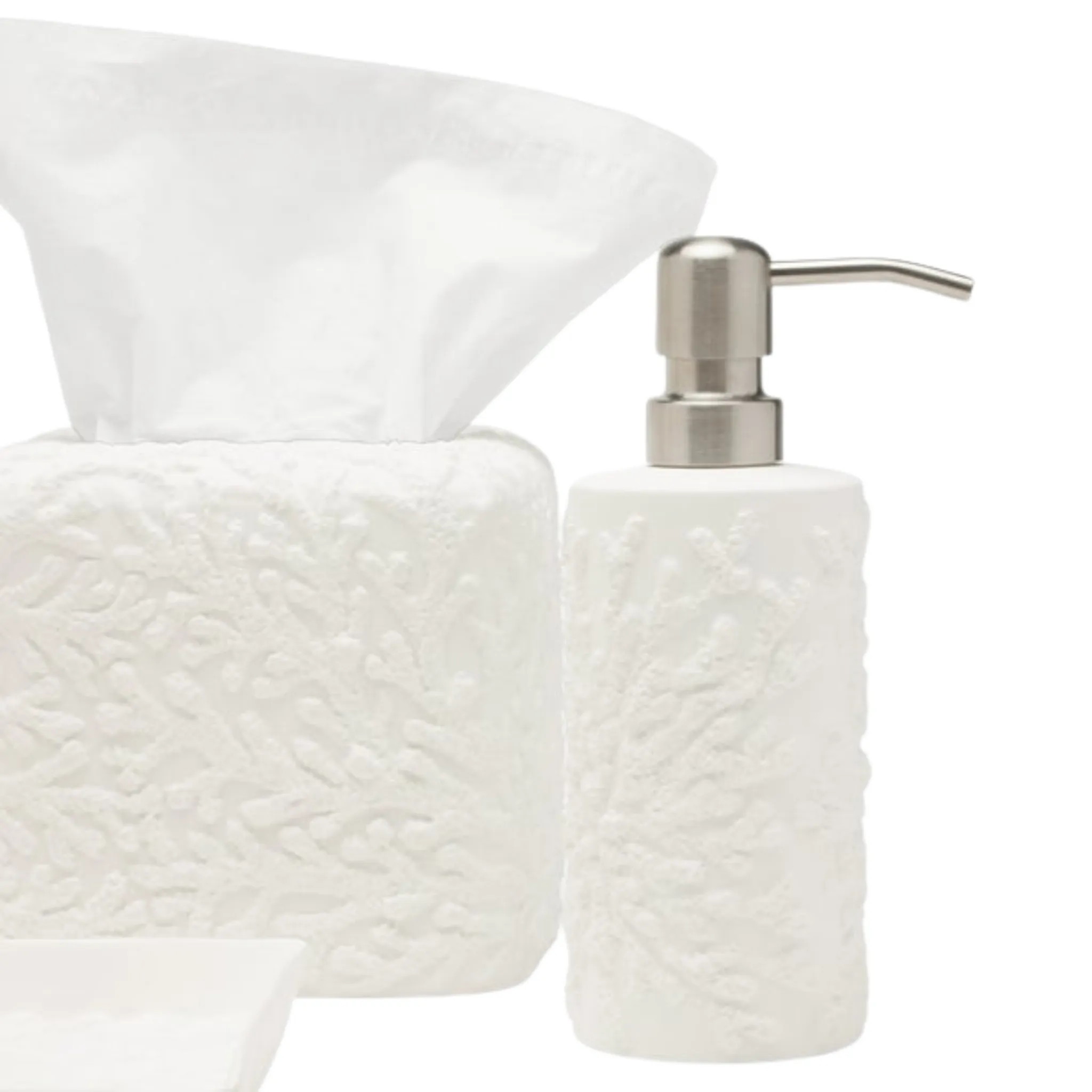 Alanya White Coral Motif Soap Pump Dispenser