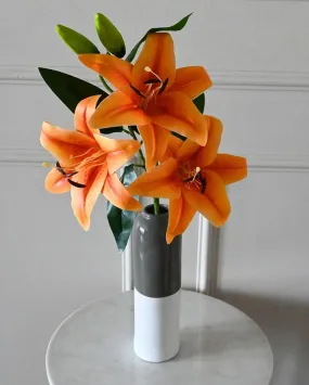 Alluring Artificial Polyester Lily Stick | 3 Flower Heads | 3 Ft