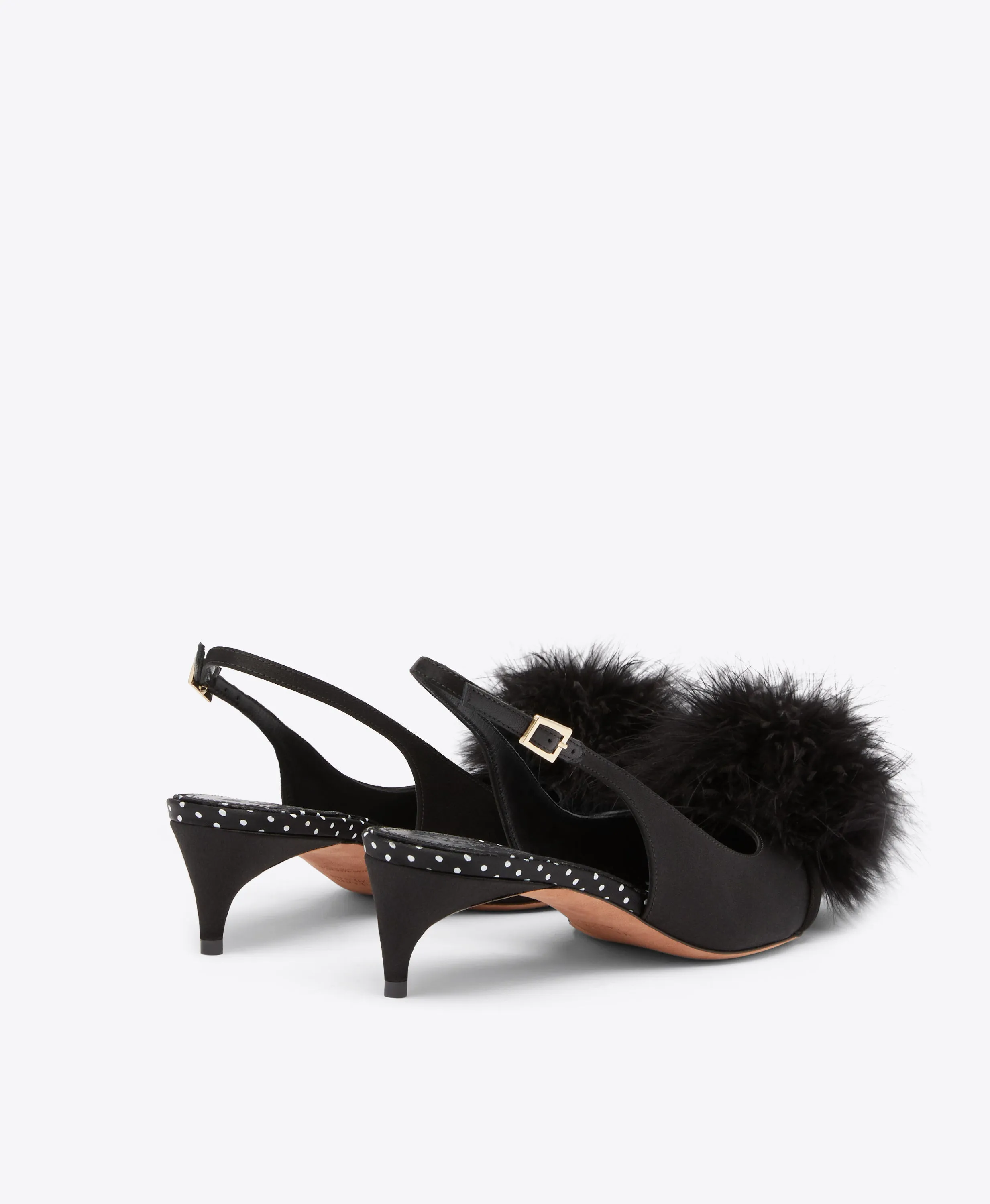 Andrea 40 Black Satin Slingbacks