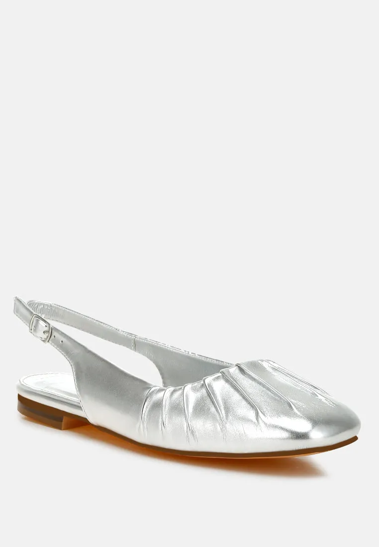 Berni Metallic Square Toe Flat Slingbacks