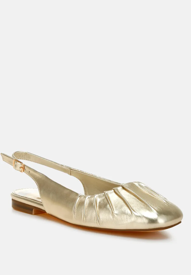 Berni Metallic Square Toe Flat Slingbacks