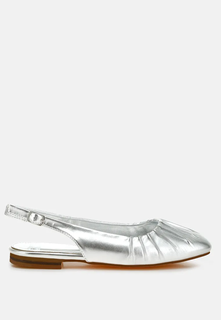 Berni Metallic Square Toe Flat Slingbacks