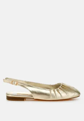 Berni Metallic Square Toe Flat Slingbacks