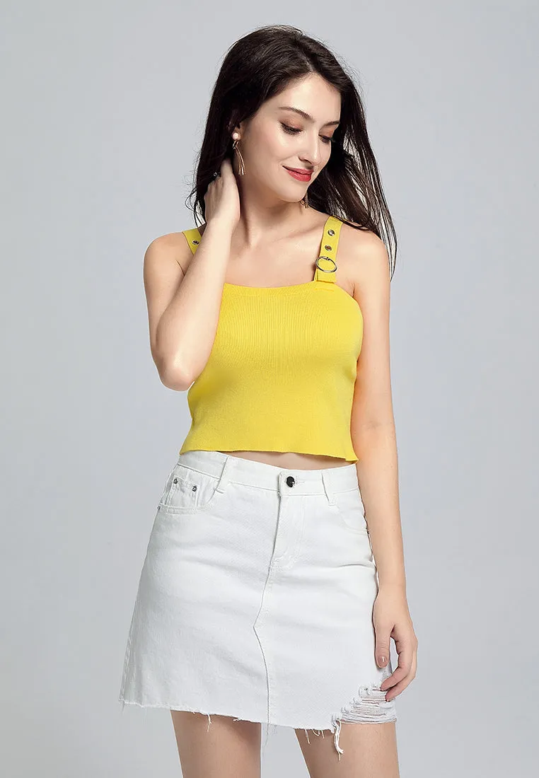 buckled knitted crop top