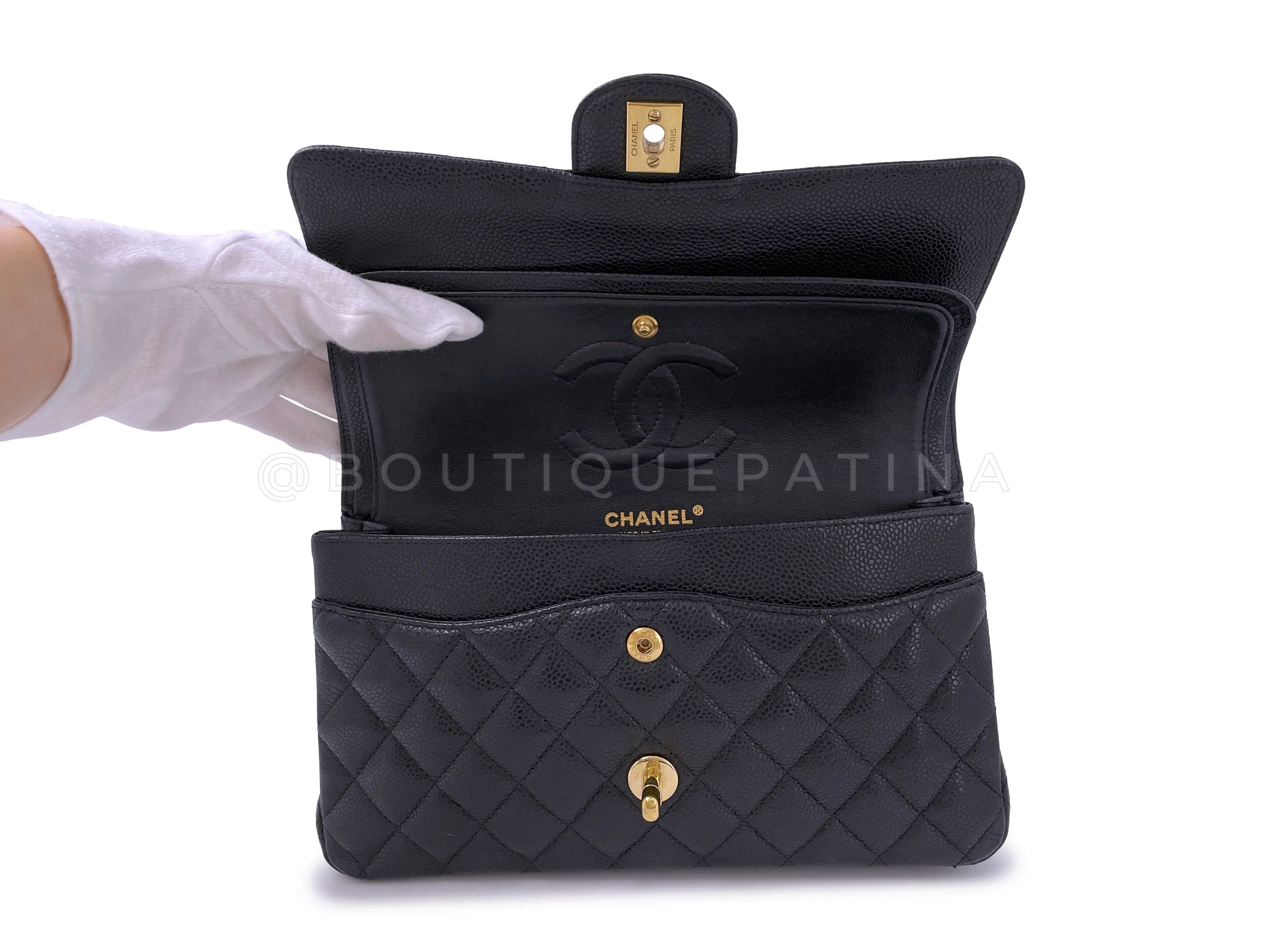 Chanel 2010 Black Caviar Medium Classic Double Flap Bag GHW