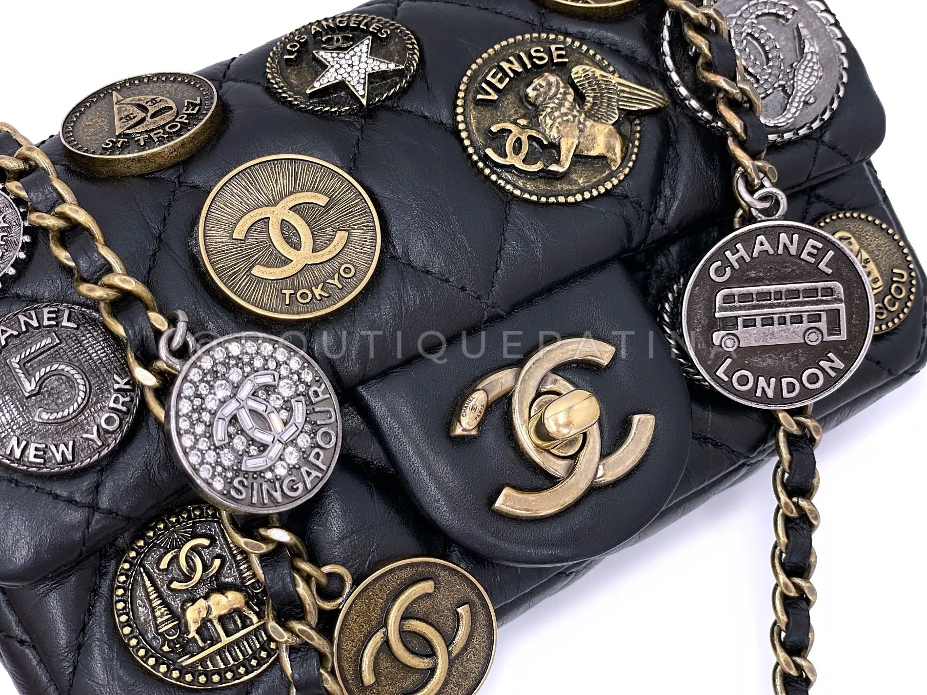 Chanel 2014 Paris-Dallas Coins Medals Extra Mini Flap Bag 6G2