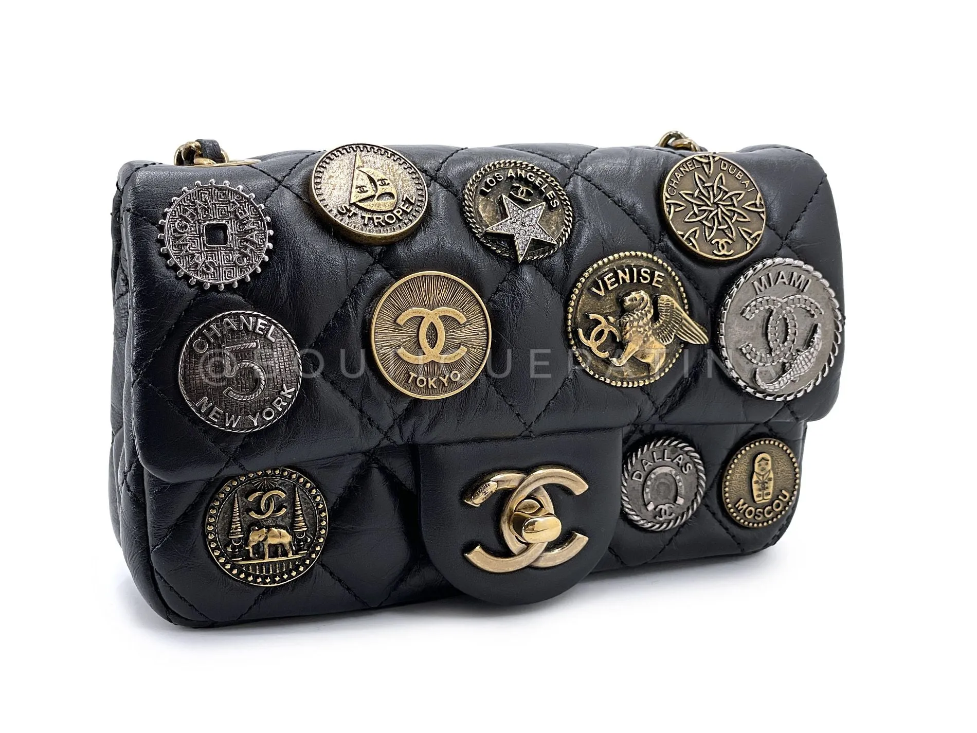 Chanel 2014 Paris-Dallas Coins Medals Extra Mini Flap Bag 6G2