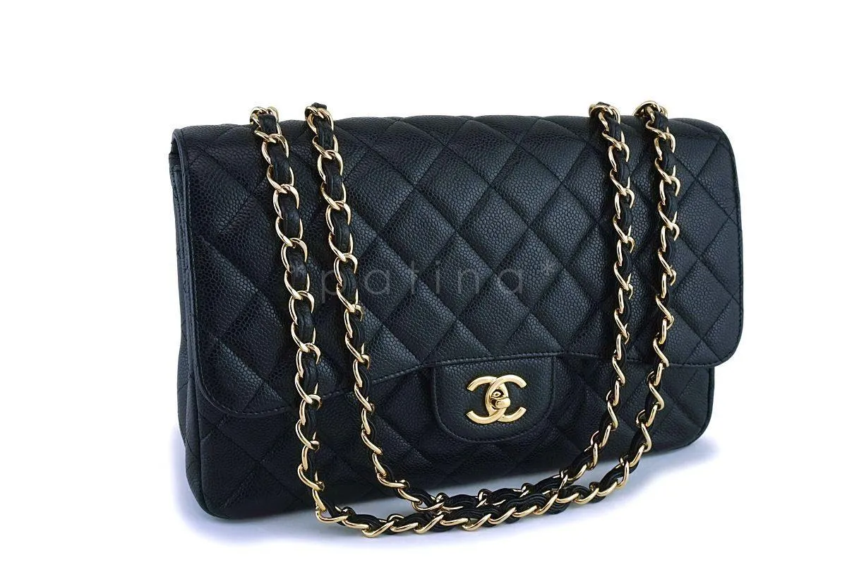 Chanel Black Caviar Classic Jumbo Flap Bag GHW