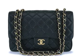 Chanel Black Caviar Classic Jumbo Flap Bag GHW