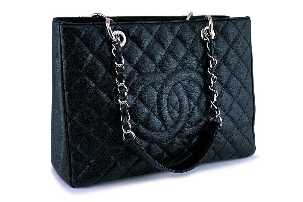 Chanel Black Caviar Grand Shopper Tote Classic GST Bag SHW