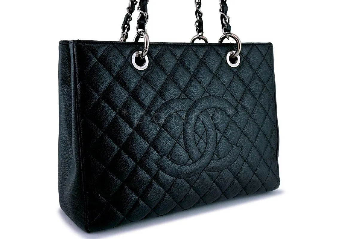 Chanel Black Caviar Grand Shopper Tote Classic GST Bag SHW