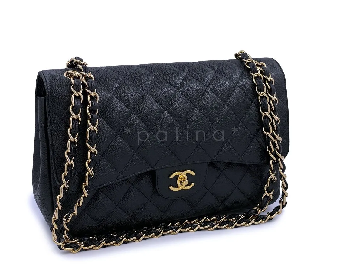 Chanel Black Caviar Jumbo Classic Double Flap Bag GHW