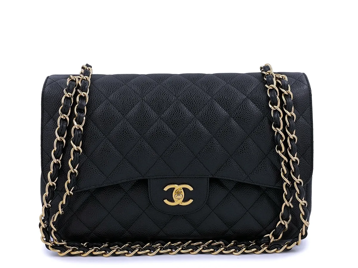 Chanel Black Caviar Jumbo Classic Double Flap Bag GHW