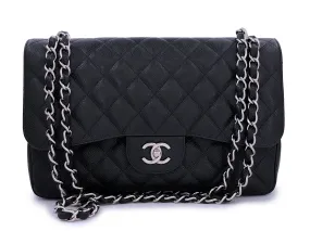 Chanel Black Caviar Jumbo Classic Double Flap Bag SHW