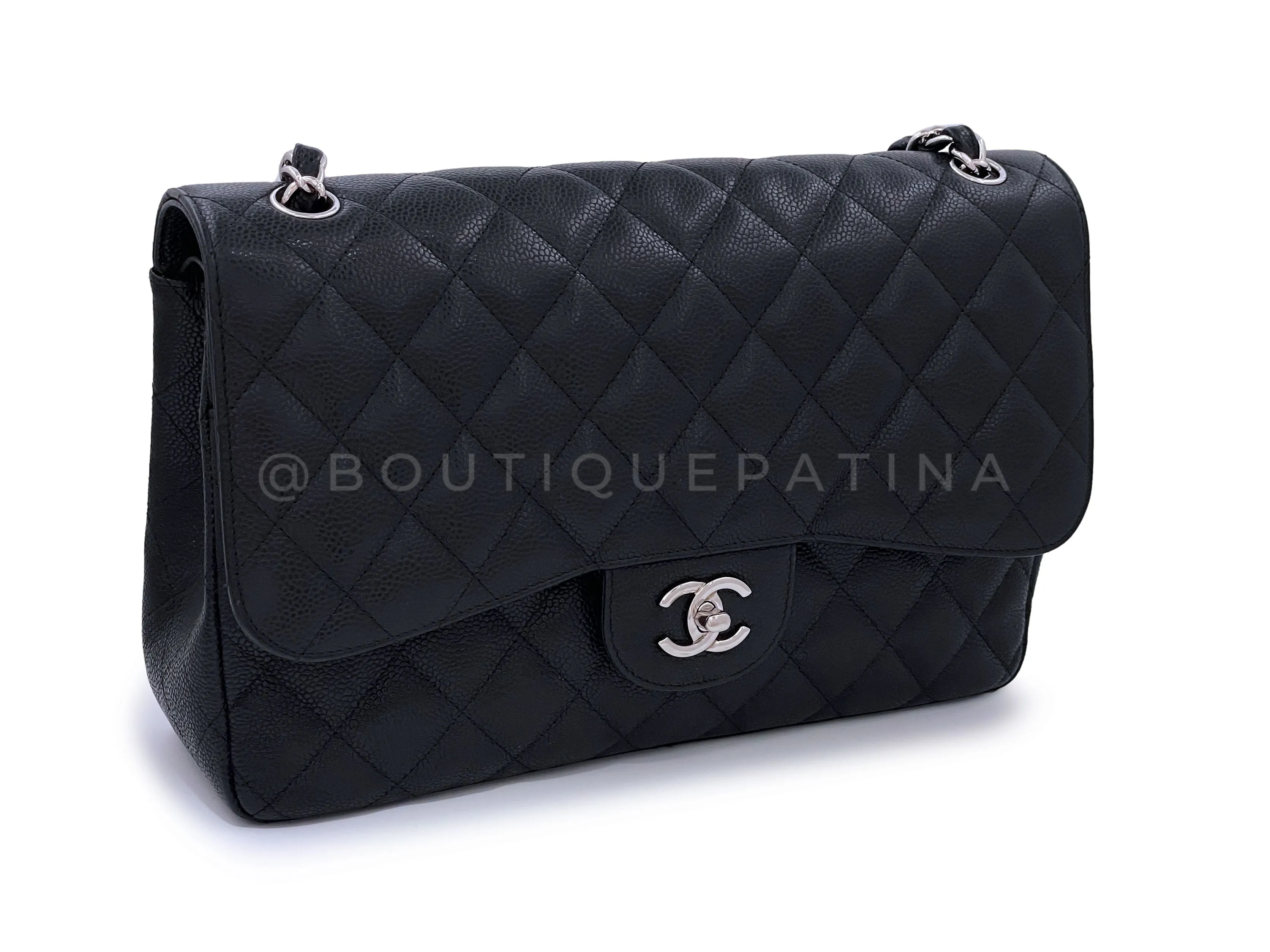 Chanel Black Caviar Jumbo Classic Double Flap Bag SHW