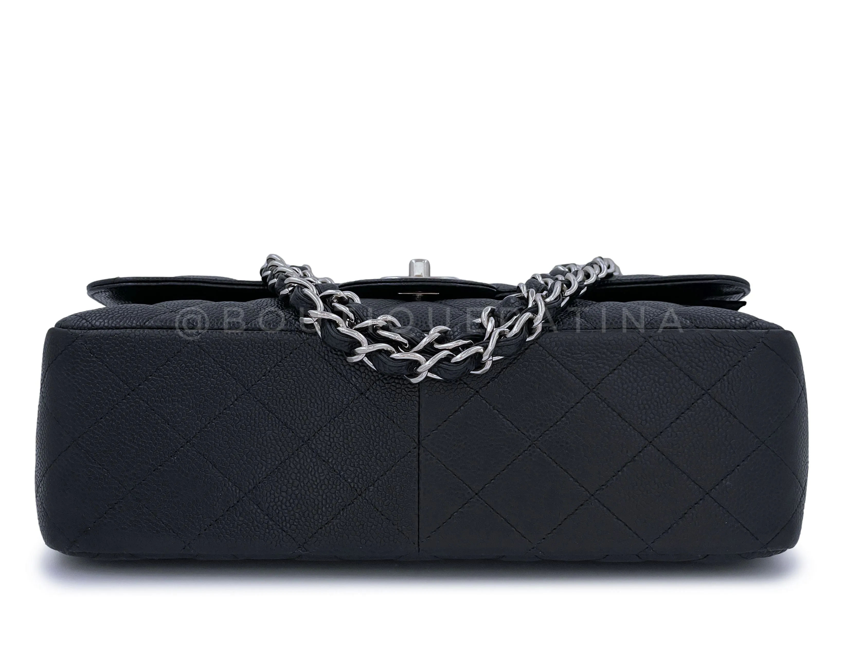 Chanel Black Caviar Jumbo Classic Double Flap Bag SHW