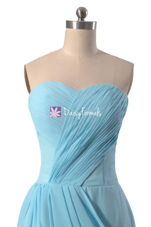 Chic Sky Blue Bridesmaid Dress Knee Length Party Dress Custom Evening Dress(BM810)