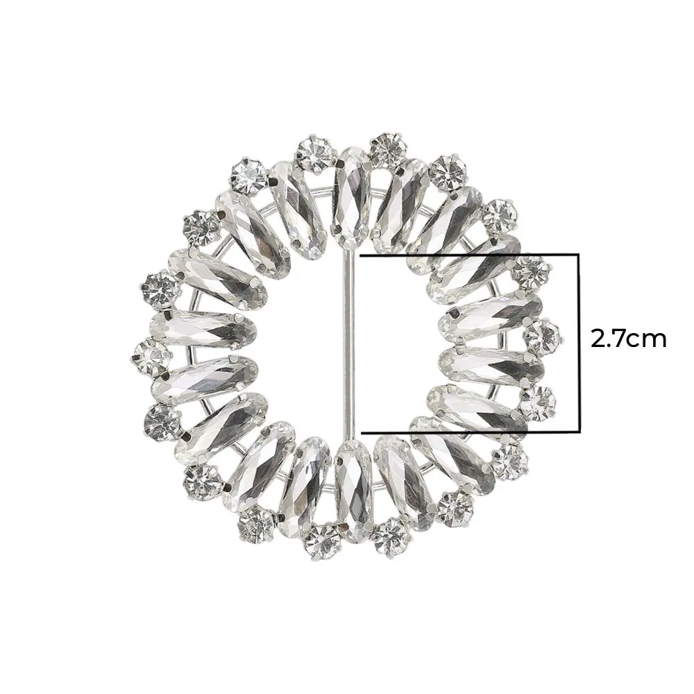 Designer Round Shape Oval Diamond Sliding Belt Buckle