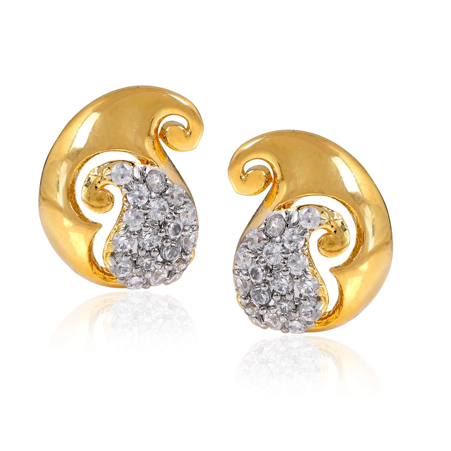 Estele Floral Gold Plated Stylish Fancy Party Wear Stud Earrings For Women & Girls