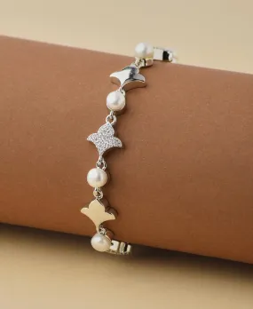 Fashionable Stone Studded Real Pearl Bracelet