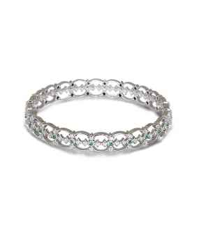 Fashionable Stone Studded Silver Bangle