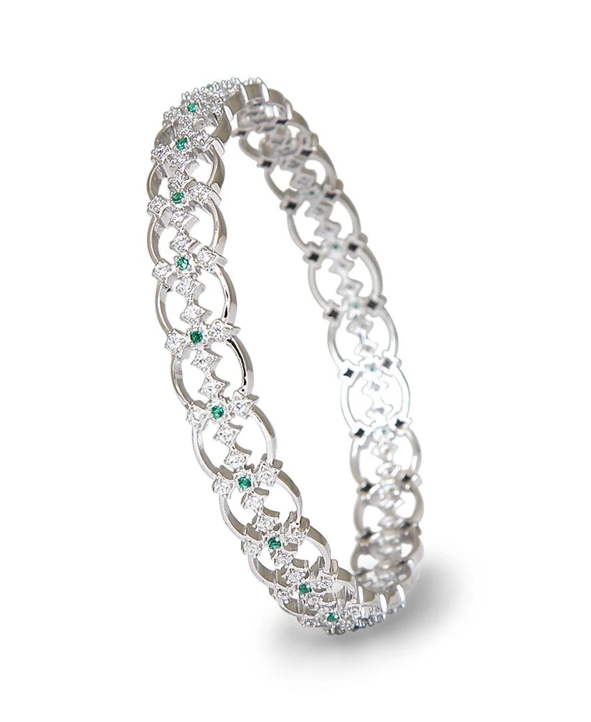 Fashionable Stone Studded Silver Bangle