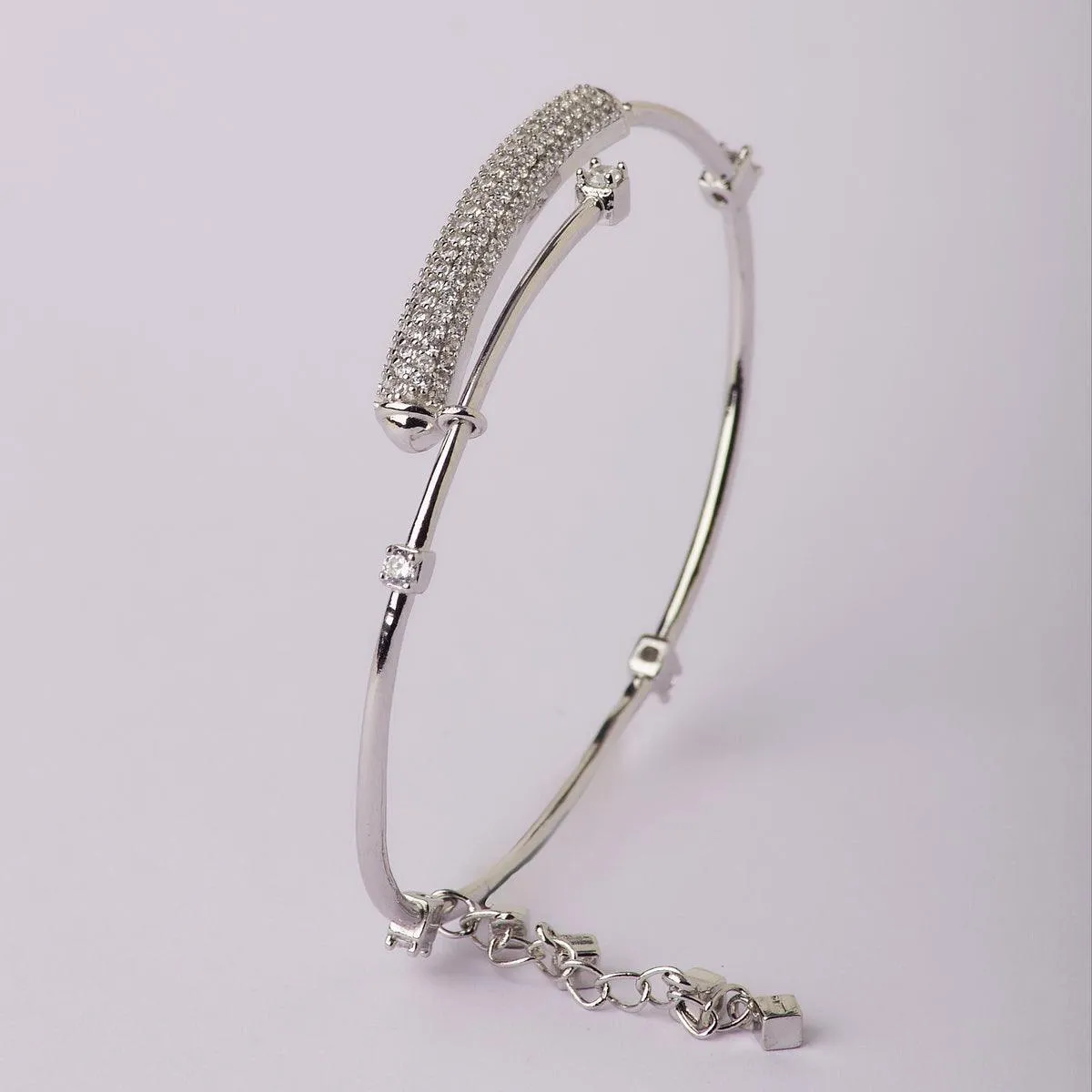 Fashionable Stone Studded Silver Bracelet