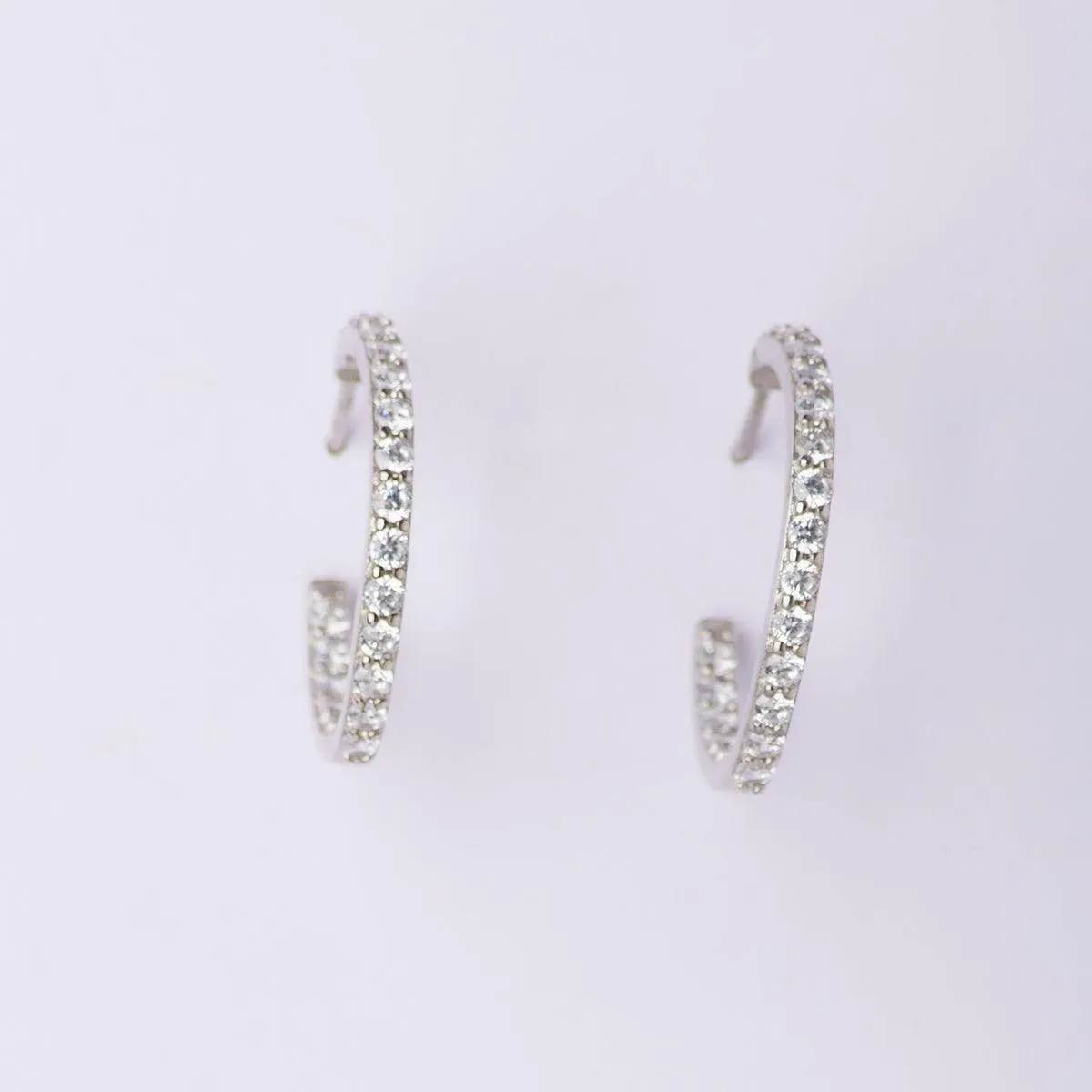 Fashionable Stone Studded Silver Earring