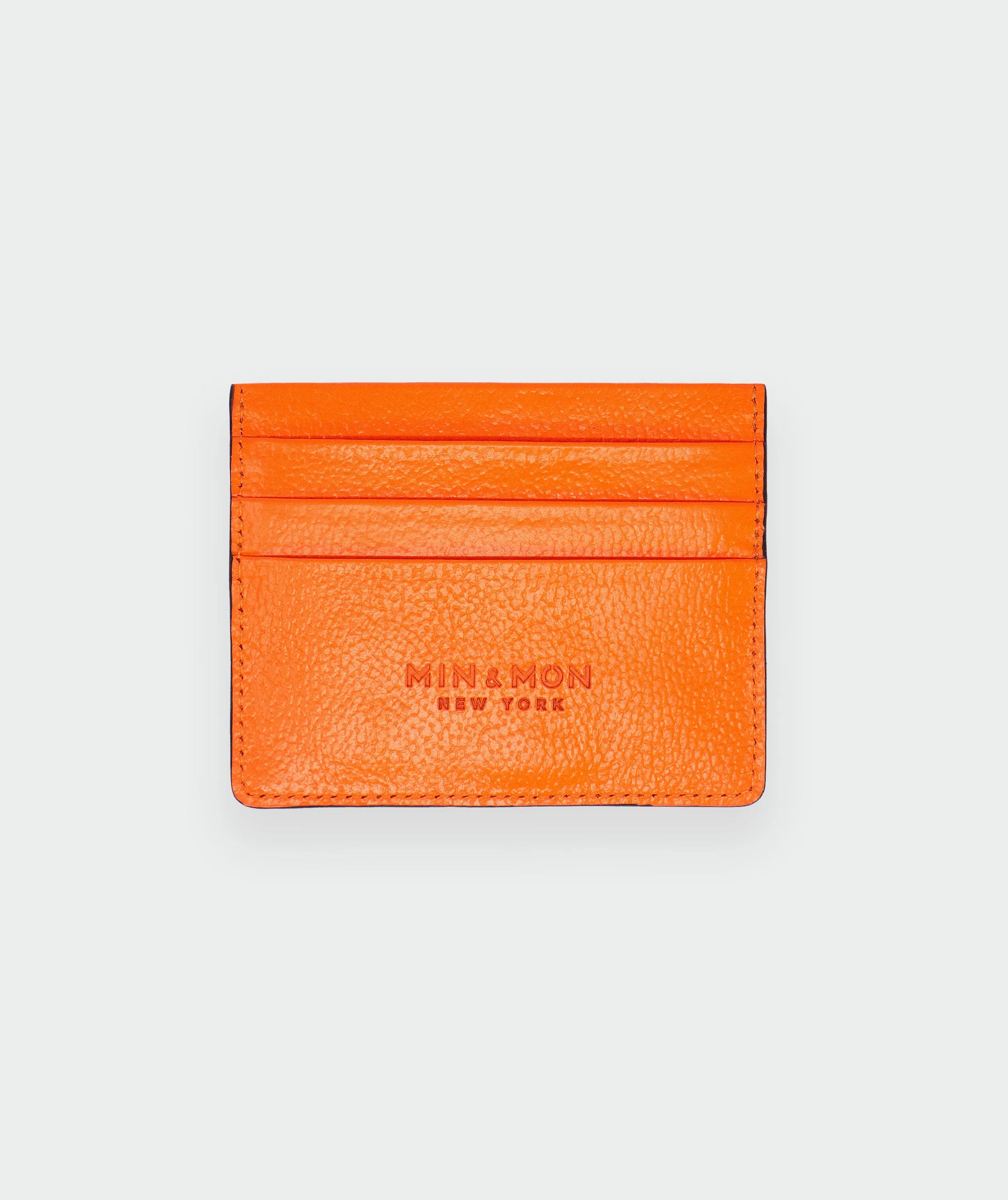 Filium Neon Orange Leather Cardholder - All Over Eyes Embroidery