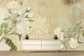 Flower wall backdrop Climbing rose Peel&stick wallpaper Botanical removable Self adhesive mural Wall mural prints Home wall decor