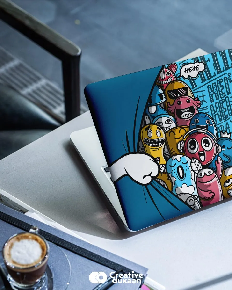 Funny   Cool Cartoon Laptop Skin in Blue Colour