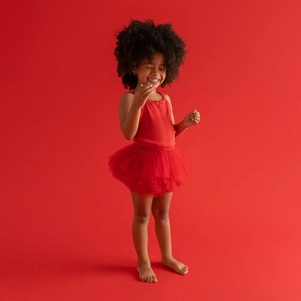 Garnet Red Tulle Skort