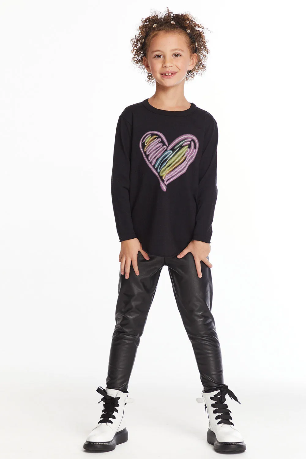 Glow Heart Girls Long Sleeve Tee