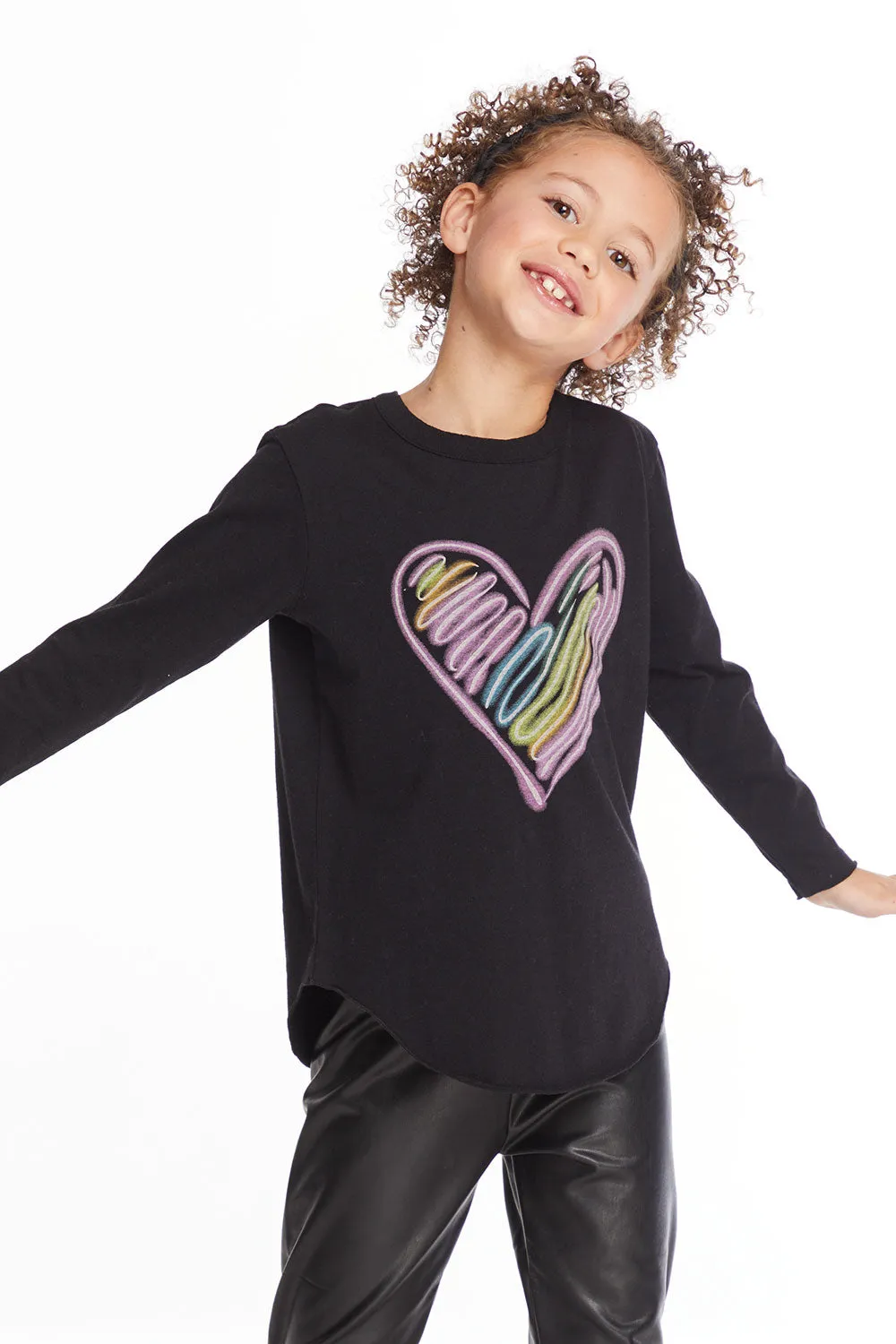 Glow Heart Girls Long Sleeve Tee