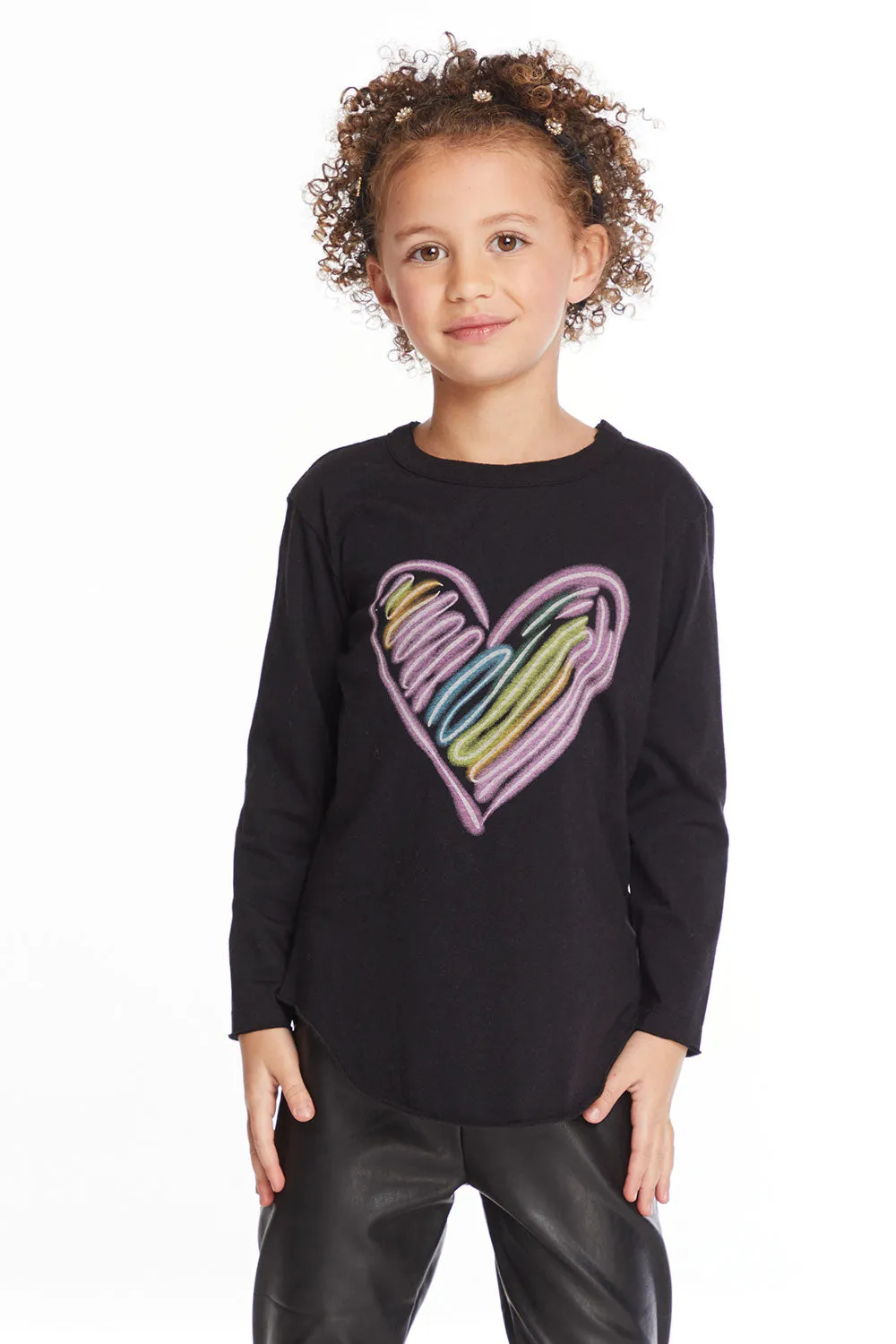 Glow Heart Girls Long Sleeve Tee