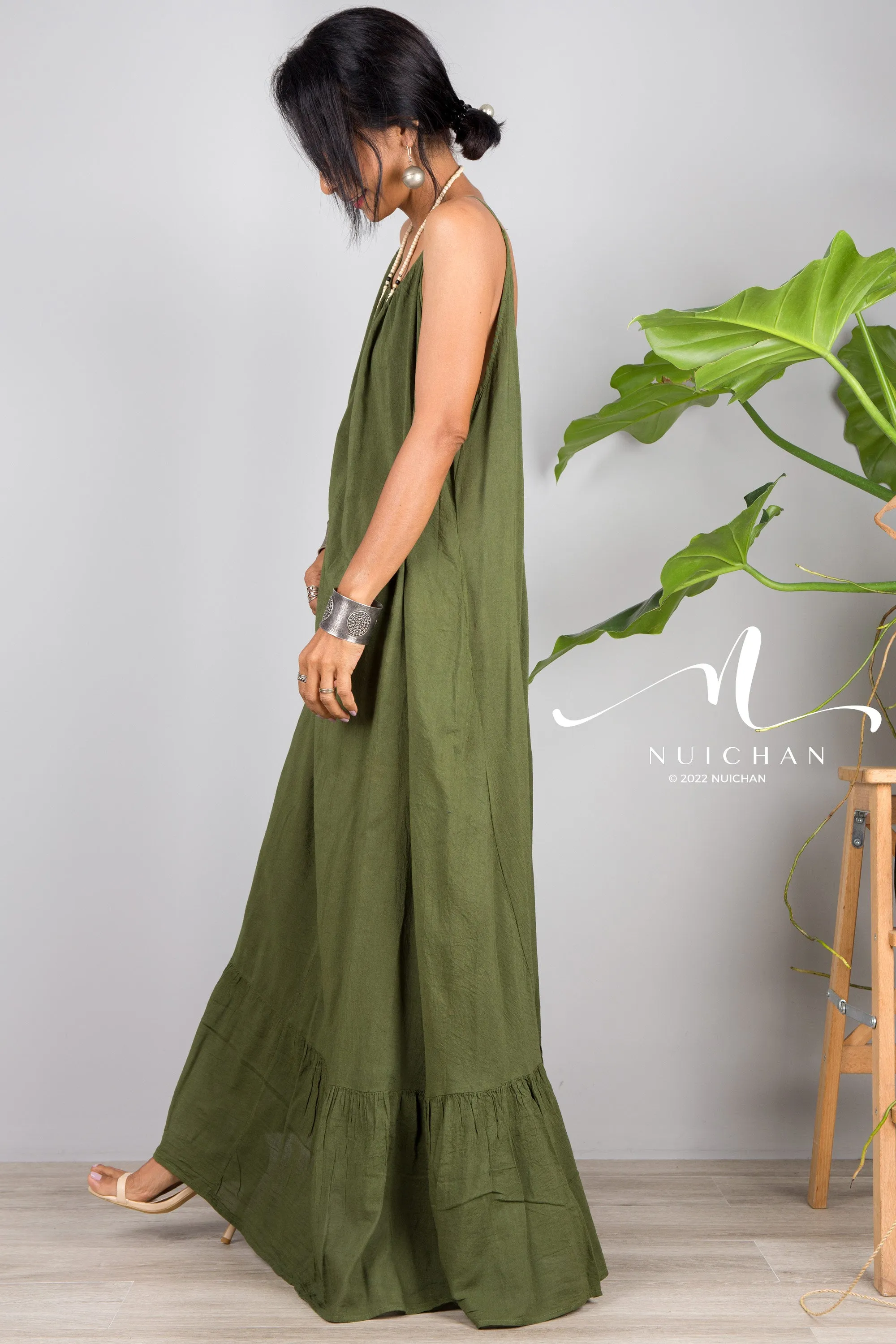 Green cotton dress