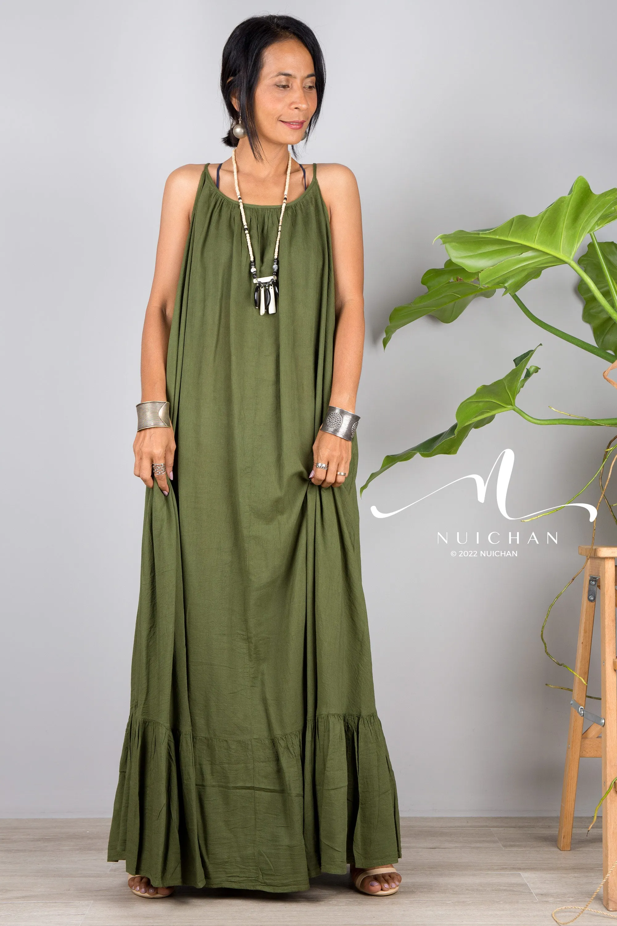 Green cotton dress