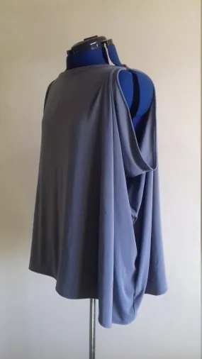 Grey Grecian Drape Plus Size Top UK16 41" Bust