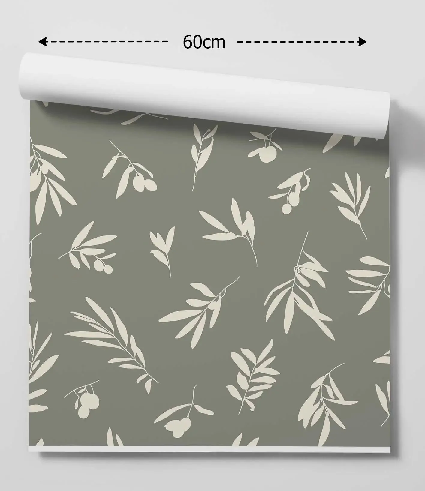 'Harriet' - Vintage White and Green Leaf Removable Wallpaper