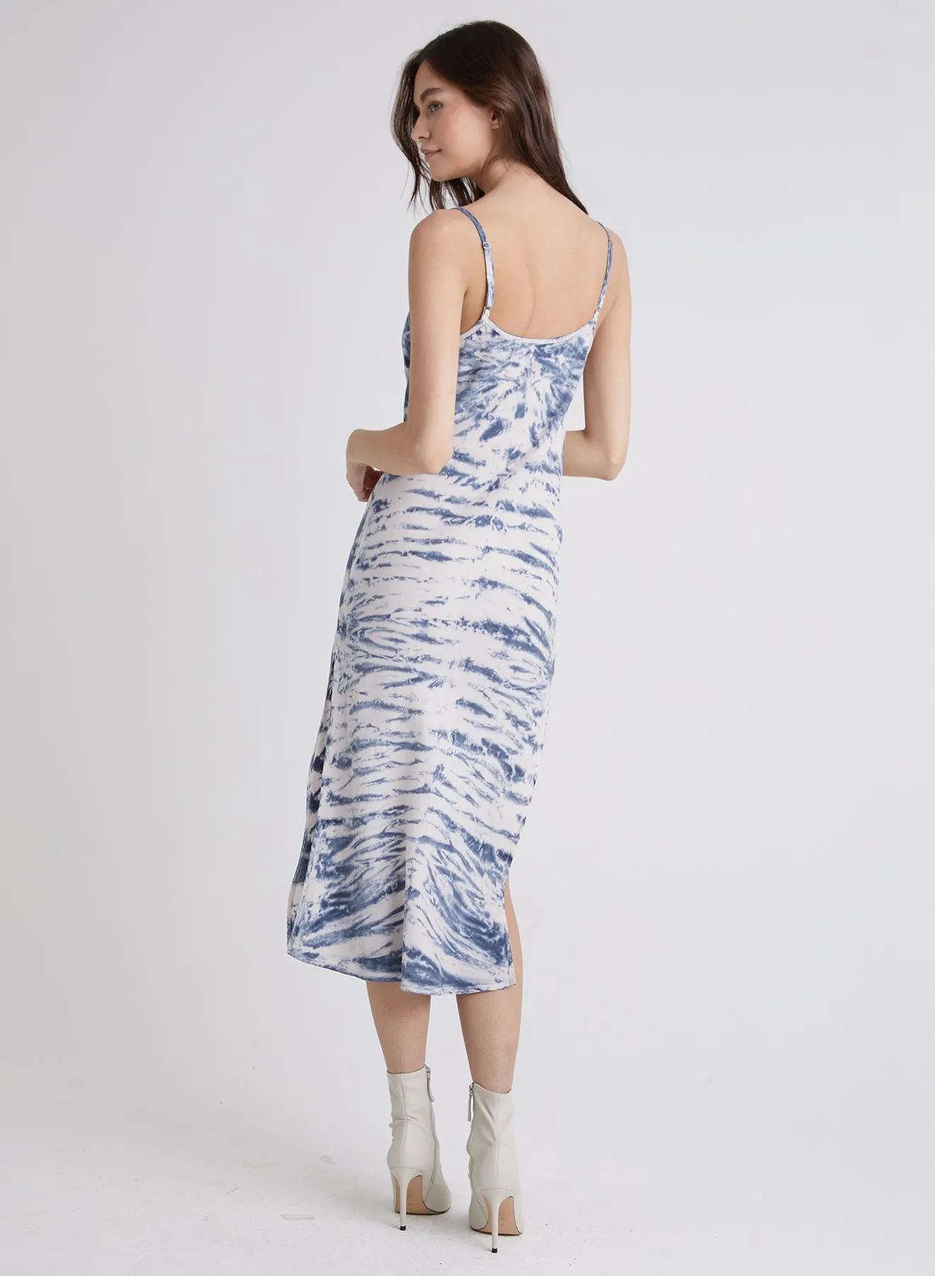 Kye Bias Slip Dress - Indigo Chevron Dye