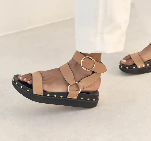 La Tribe Studded Sandal in Light Tan