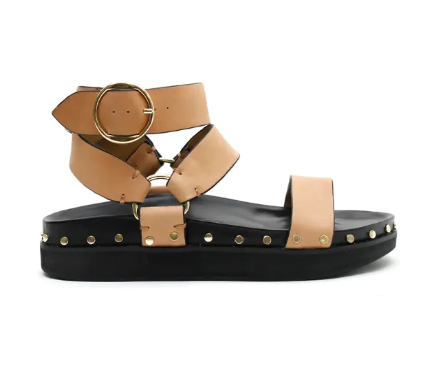 La Tribe Studded Sandal in Light Tan