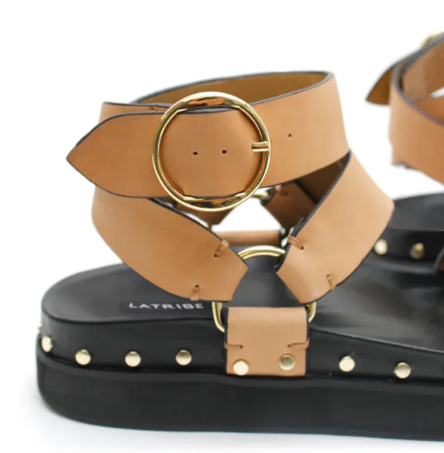 La Tribe Studded Sandal in Light Tan