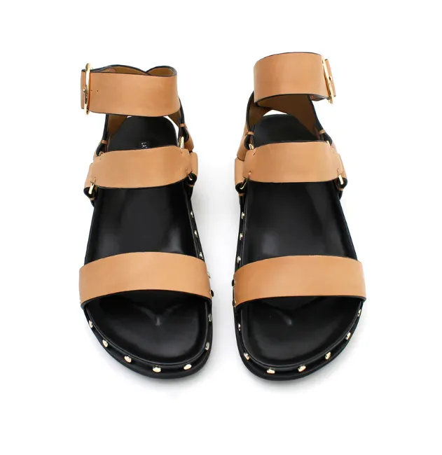 La Tribe Studded Sandal in Light Tan