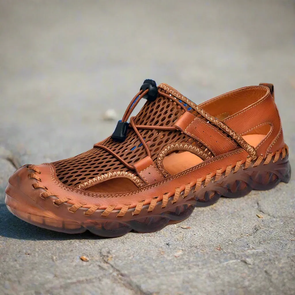 Leather Sandals Simple Large Size Breathable Mesh Men Sandals