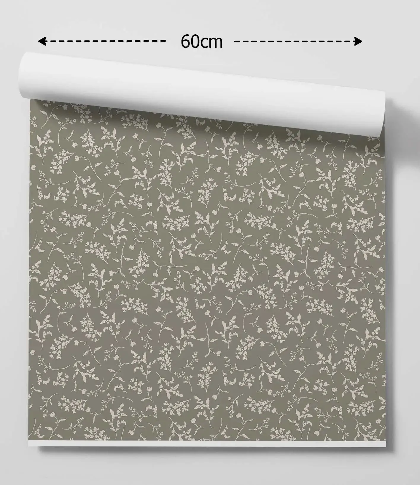 'Lulu In Dark Green' - Vintage Green  Leaf Australian-Made Removable Wallpaper