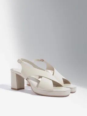 LUNA BLU Ivory Slingback Heel Sandals