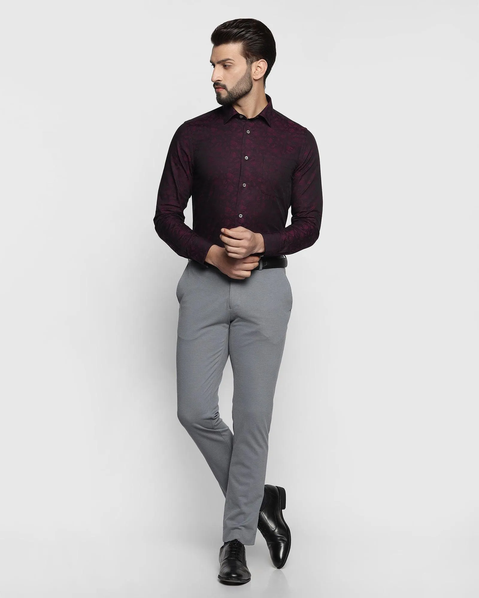 Luxe Formal Plum Printed Shirt - Prior